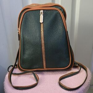 Valentina Green and Tan Leather Backpack